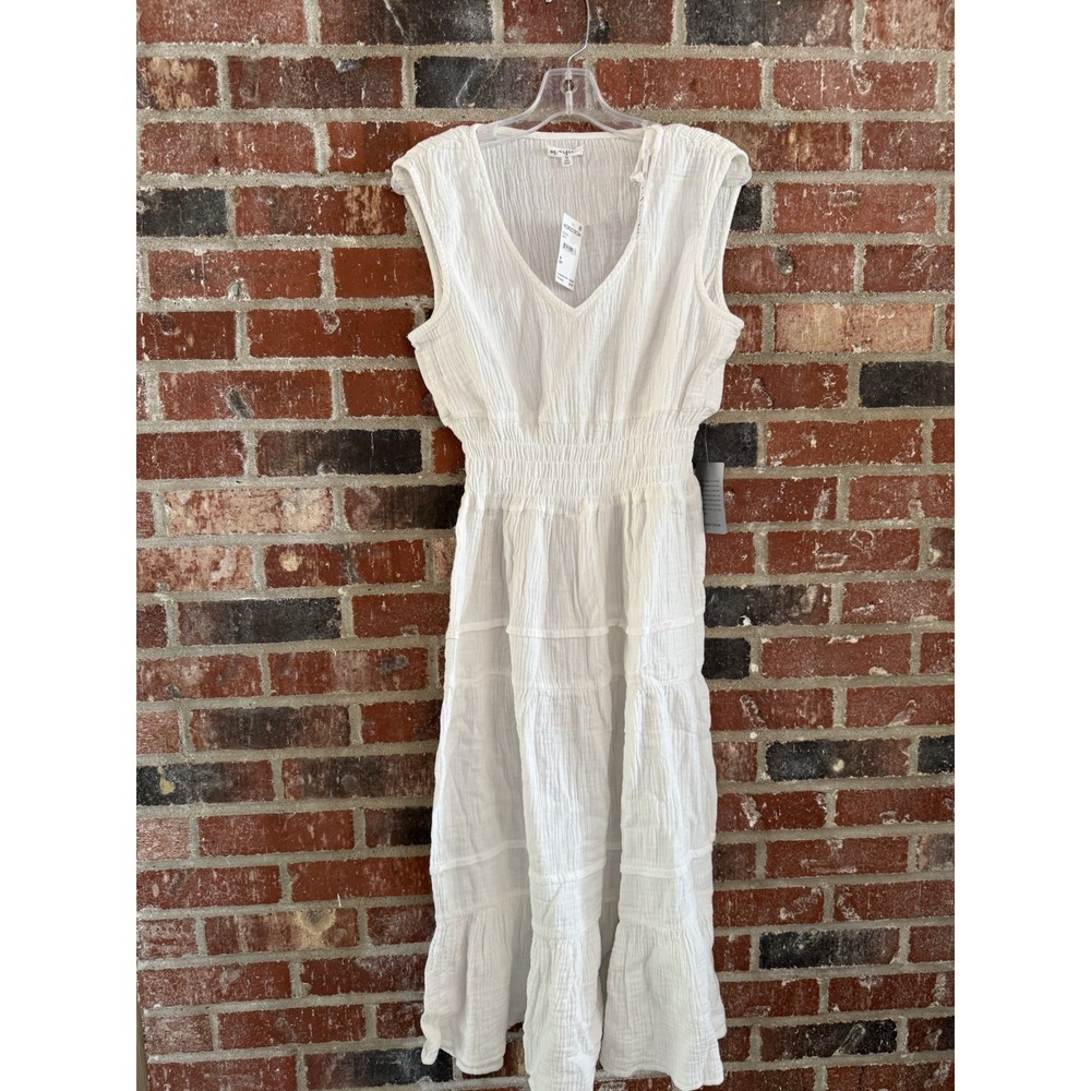 New! Maisie White Gauze, Tiered Maxi Dress, 100% Cotton, Size M